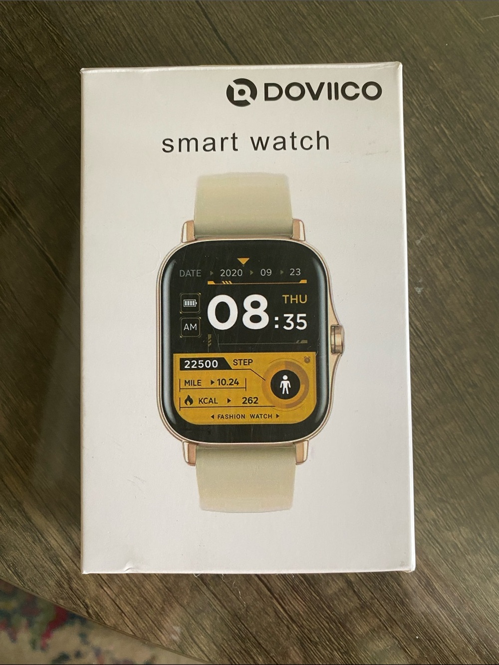 Cream Silicone Smartwatch with Gold Case